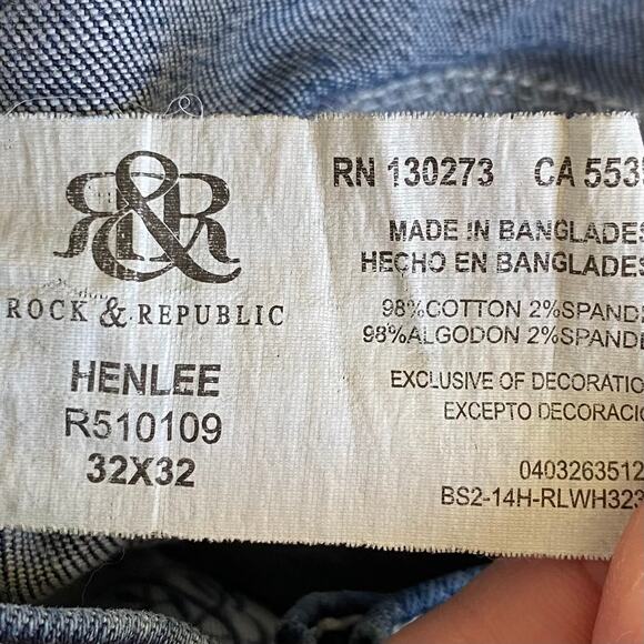 ROCK & REPUBLIC Henlee Mid Rise Denim Jeans Medium Blue Wash Size 32 Stretch - Picture 6 of 7